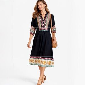 Vintage Ragtime Boho Midi Dress Pintuck Bodice  Pockets ~S💛